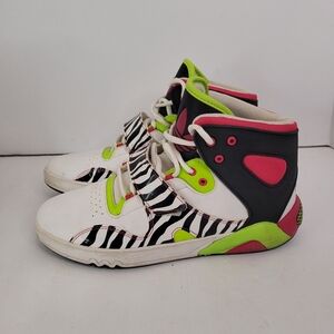 Adidas High Top basketball Zebra Neon Shoes Size 9